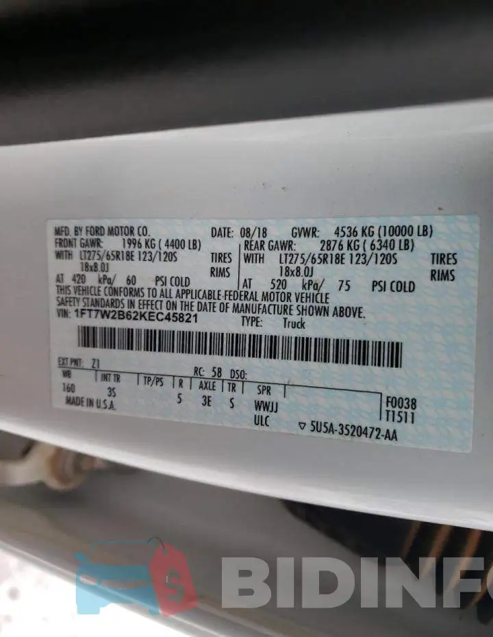 1FT7W2B62KEC45821 Photo# 10