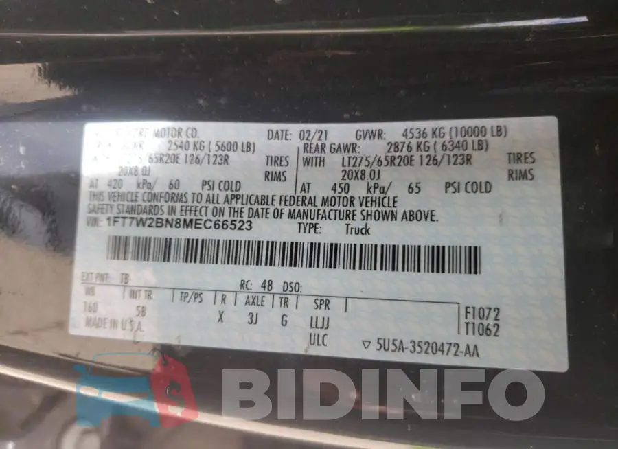 1FT7W2BN8MEC66523 Photo# 10