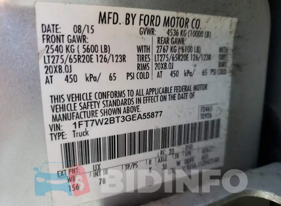 1FT7W2BT3GEA55877 Photo# 10