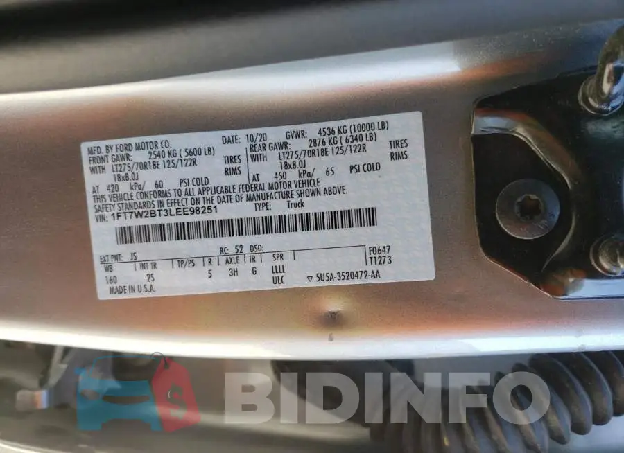 1FT7W2BT3LEE98251 Photo# 10
