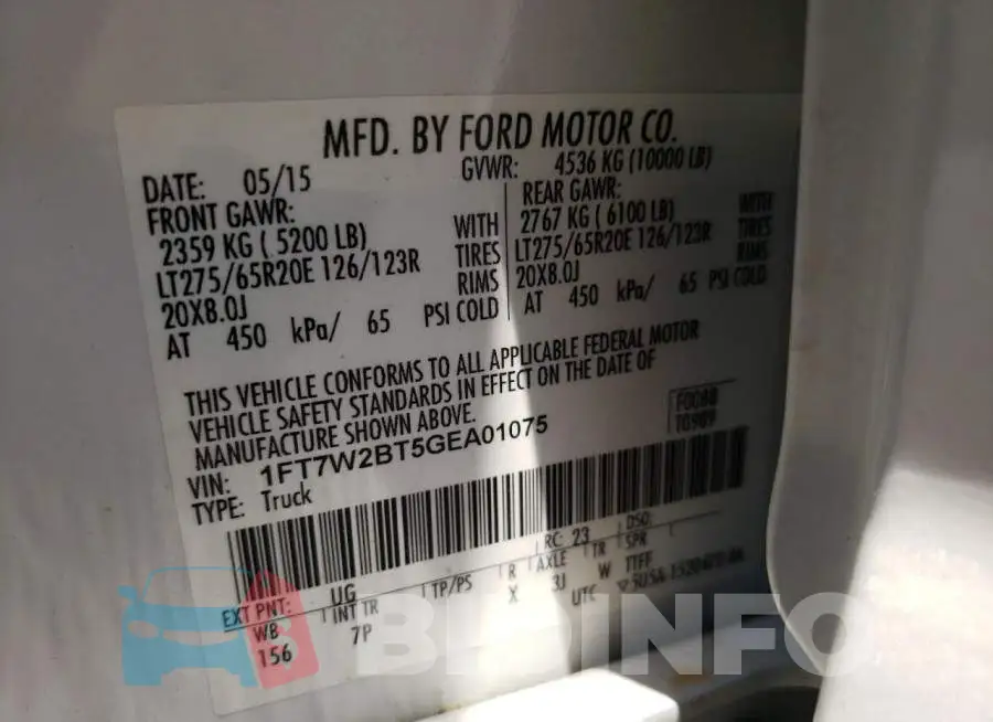 1FT7W2BT5GEA01075 Photo# 10