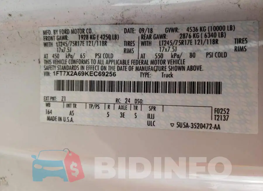 1FT7X2A69KEC69256 Photo# 10