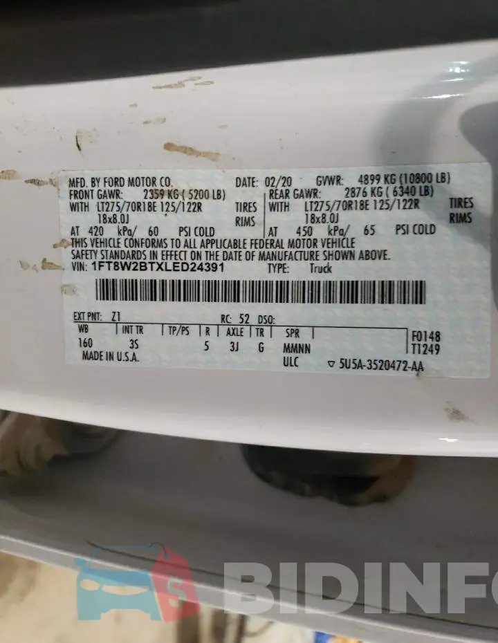 1FT8W2BTXLED24391 Photo# 10