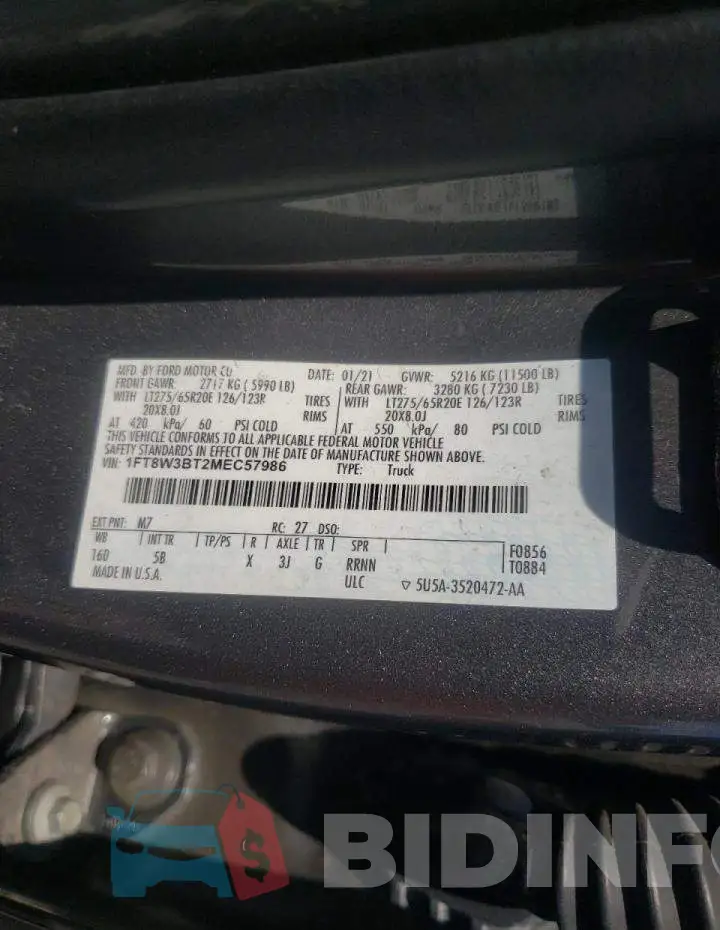 1FT8W3BT2MEC57986 Photo# 10