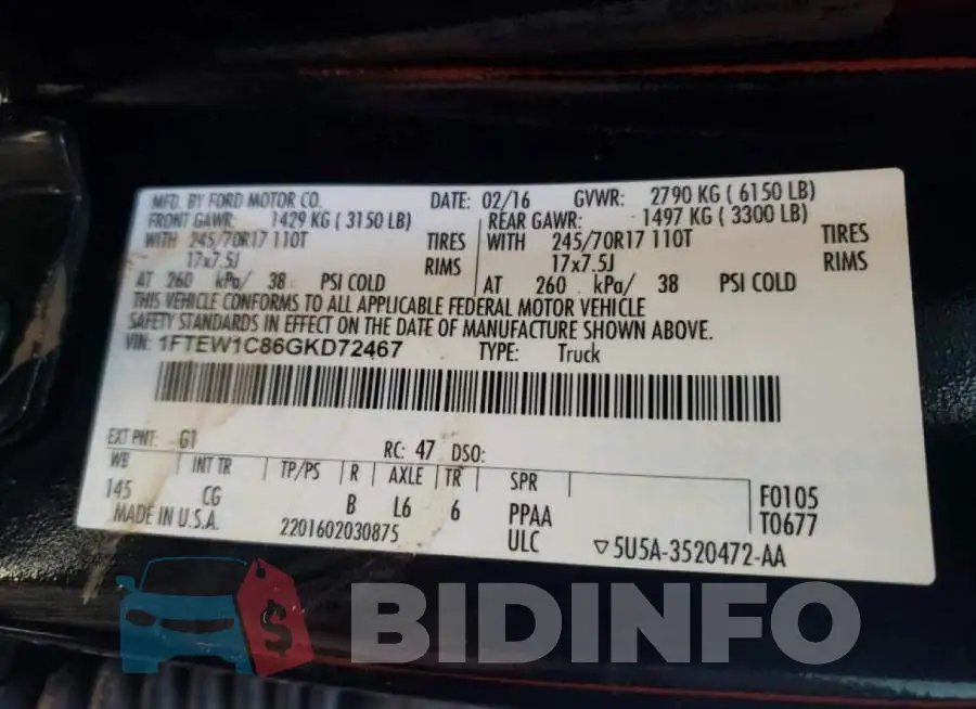 1FTEW1C86GKD72467 Photo# 10