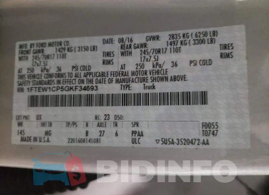 1FTEW1CP5GKF34693 Photo# 10