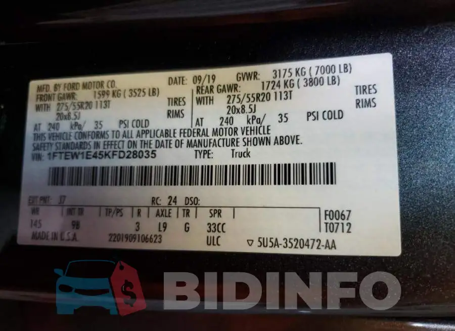 1FTEW1E45KFD28035 Photo# 10