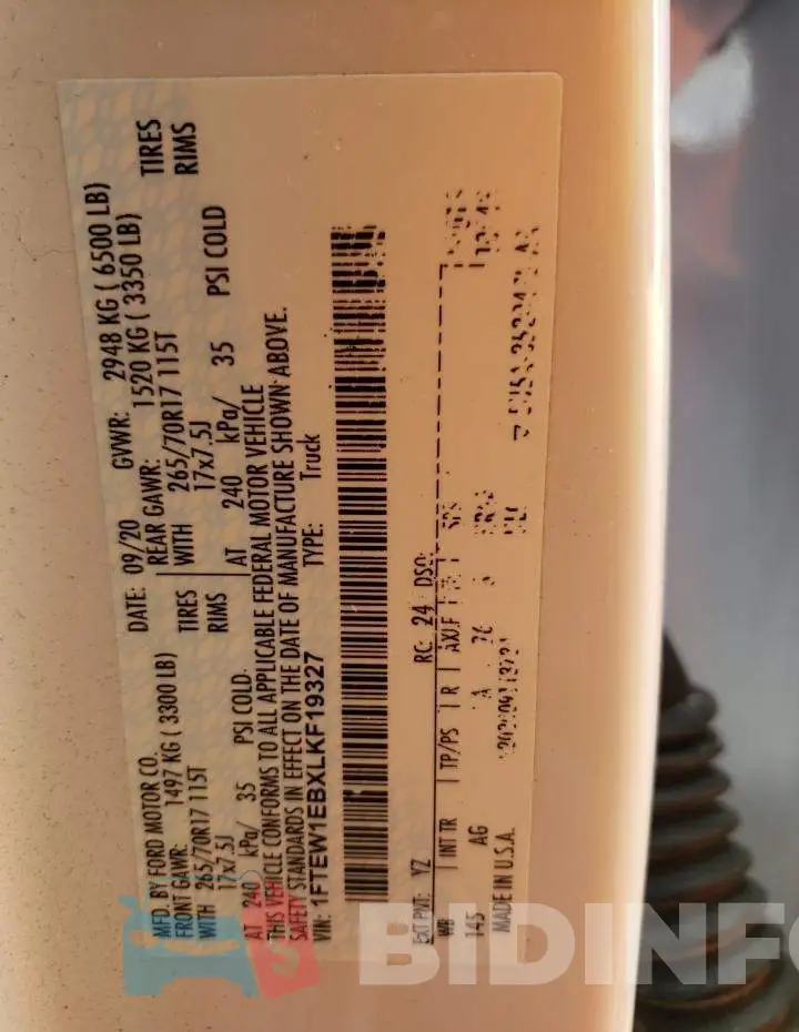 1FTEW1EBXLKF19327 Photo# 10