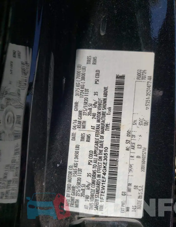 1FTEW1EF4GKE30510 Photo# 10