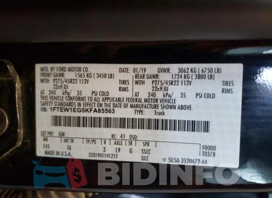 1FTEW1EG5KFA85563 Photo# 10