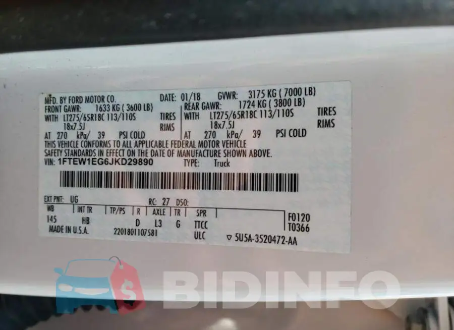 1FTEW1EG6JKD29890 Photo# 10