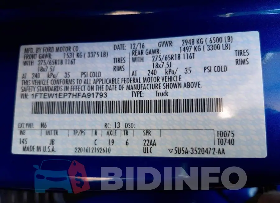 1FTEW1EP7HFA91793 Photo# 10