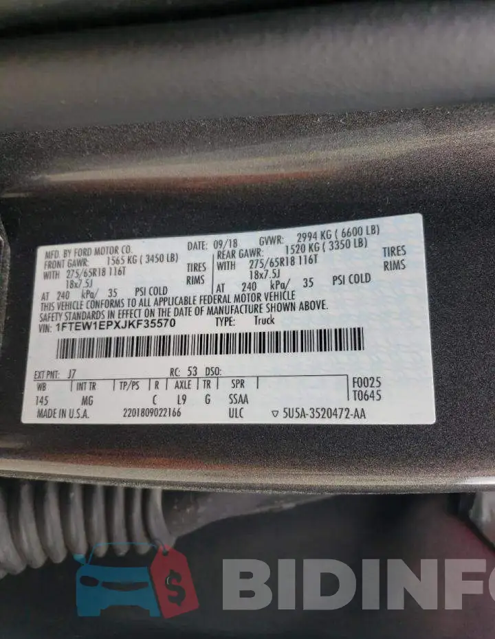 1FTEW1EPXJKF35570 Photo# 10