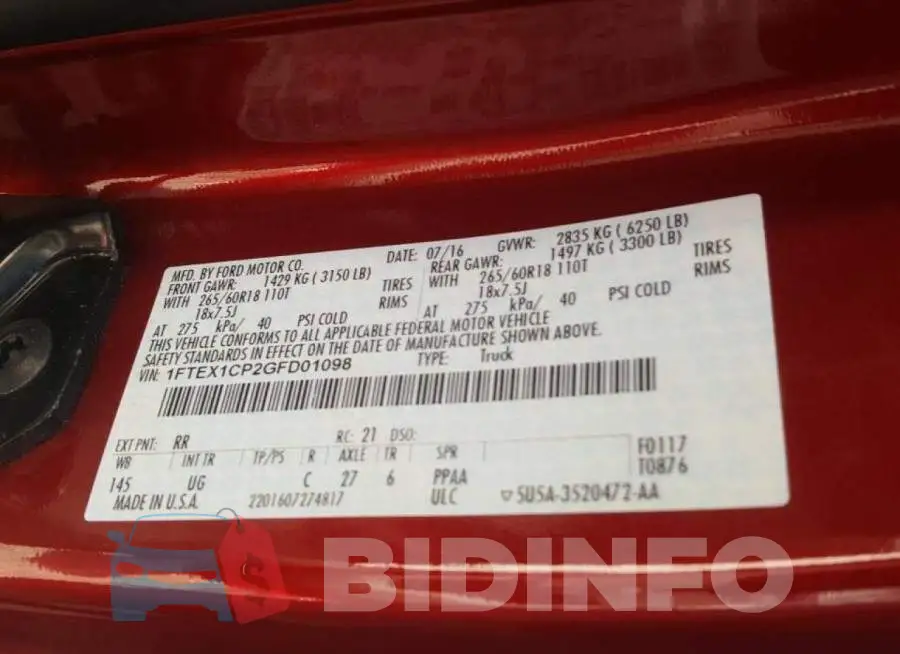 1FTEX1CP2GFD01098 Photo# 10