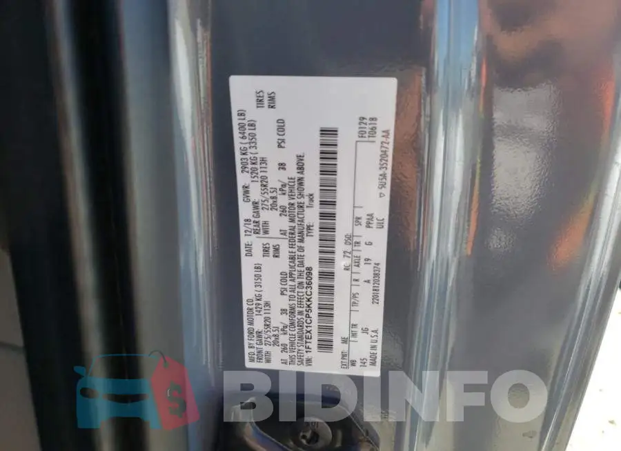 1FTEX1CP5KKC36098 Photo# 10