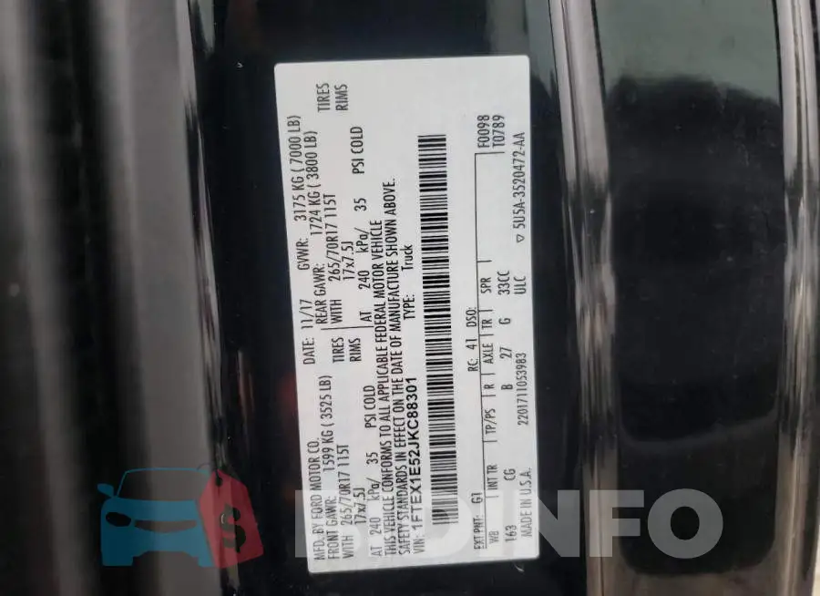 1FTEX1E52JKC88301 Photo# 10
