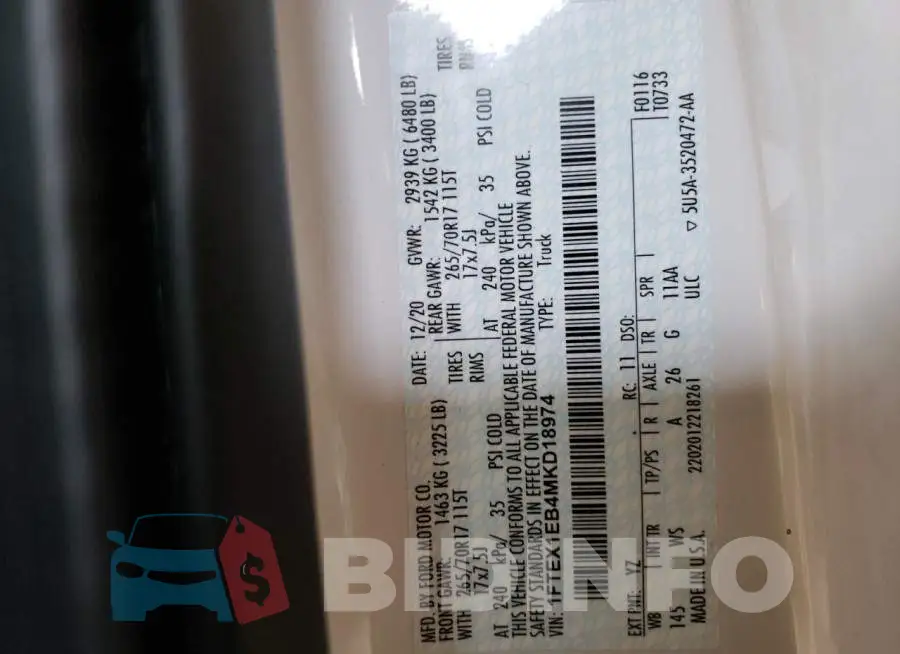 1FTEX1EB4MKD18974 Photo# 10