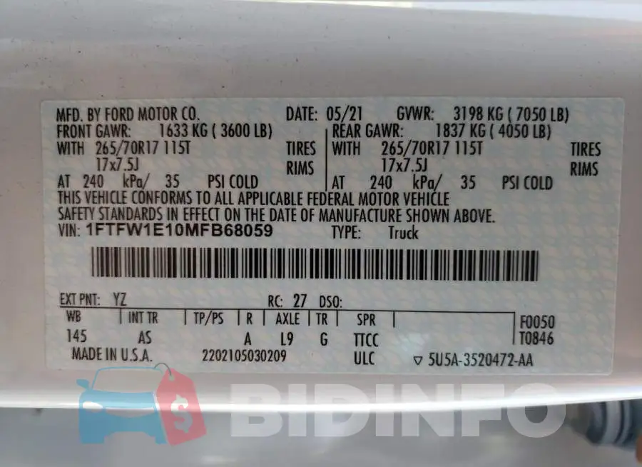 1FTFW1E10MFB68059 Photo# 10