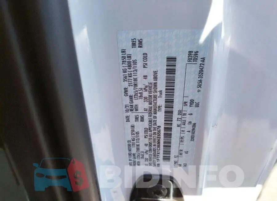 1FTFX1C86MKE65678 Photo# 10