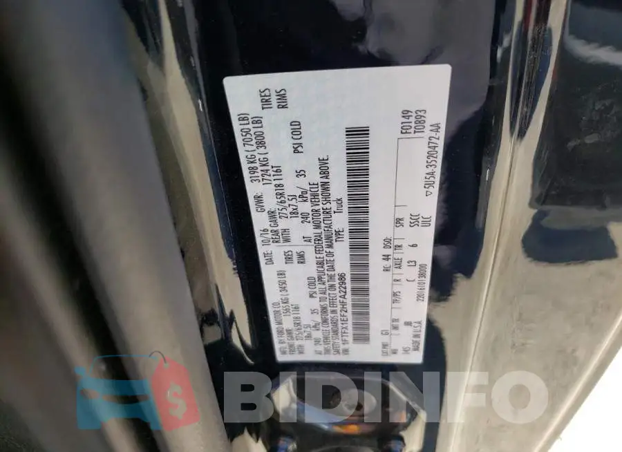 1FTFX1EF2HFA22986 Photo# 10