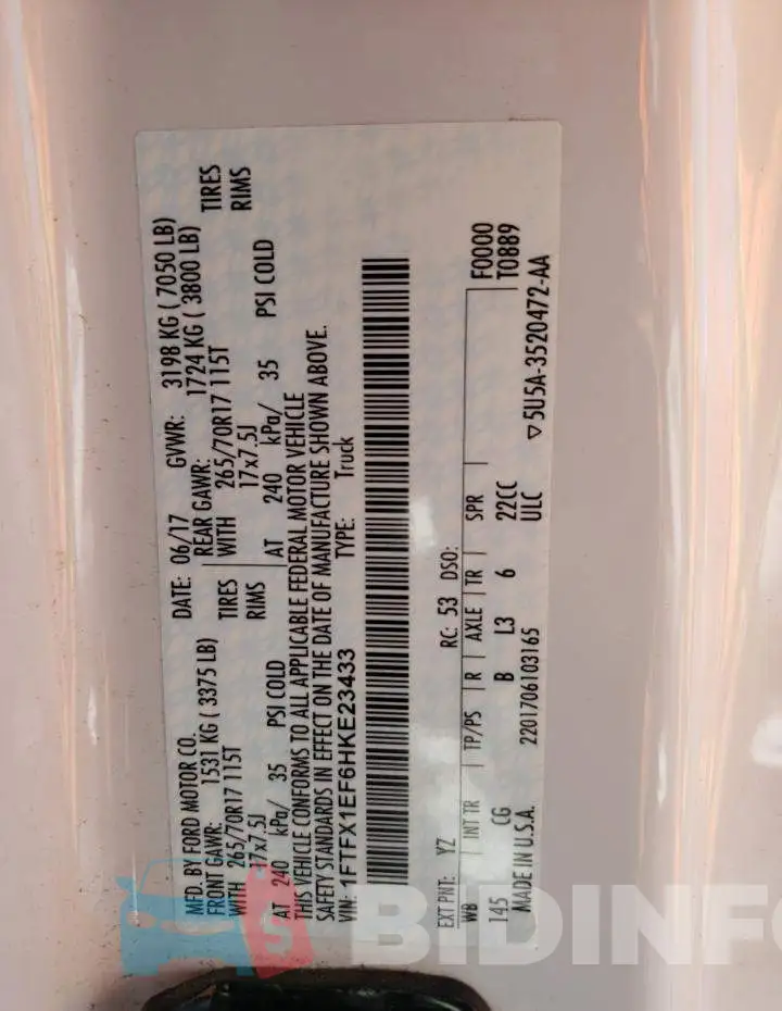 1FTFX1EF6HKE23433 Photo# 10