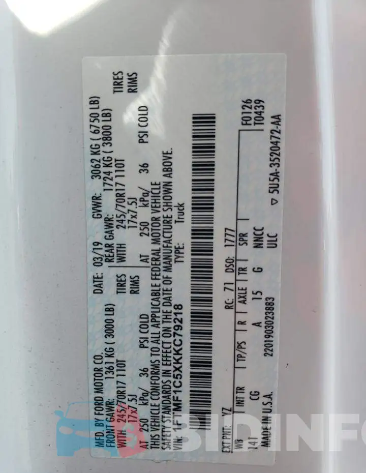 1FTMF1C5XKKC79218 Photo# 10