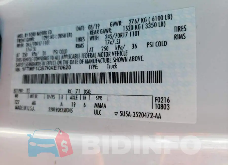 1FTMF1CB7KKE70620 Photo# 10