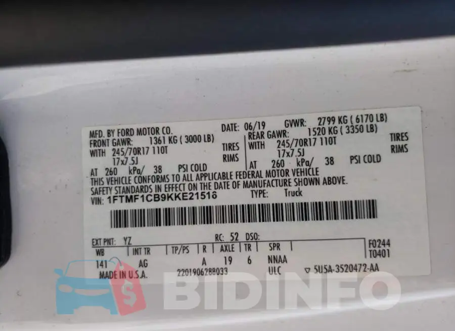 1FTMF1CB9KKE21516 Photo# 10