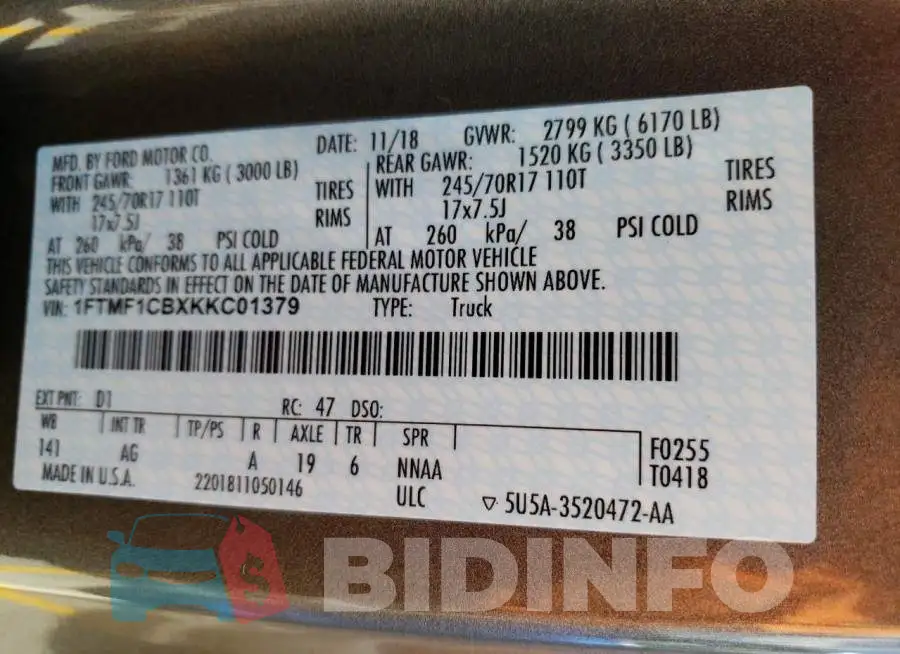 1FTMF1CBXKKC01379 Photo# 10