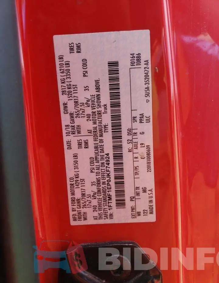 1FTMF1EP0JKF74924 Photo# 10
