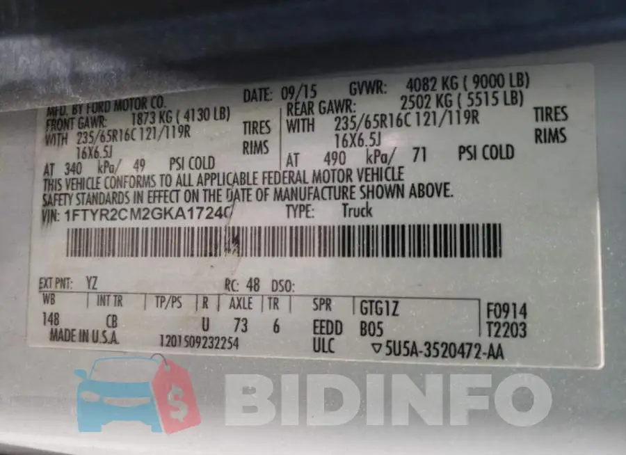 1FTYR2CM2GKA17240 Photo# 10