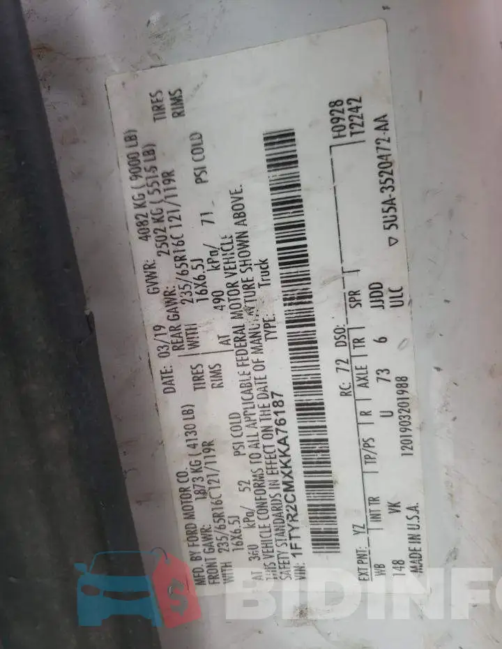 1FTYR2CMXKKA76187 Photo# 10