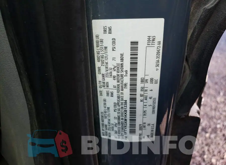 1FTYR3XM1KKB13384 Photo# 10
