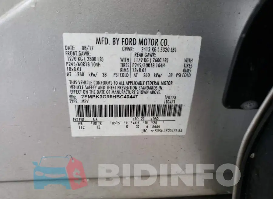 2FMPK3G96HBC40447 Photo# 10