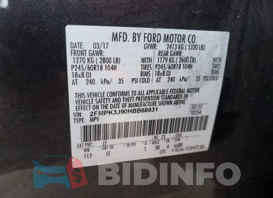 2FMPK3J90HBB68931 Photo# 10