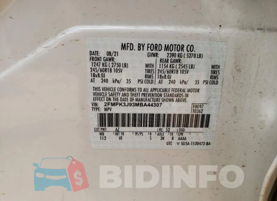 2FMPK3J93MBA44307 Photo# 10