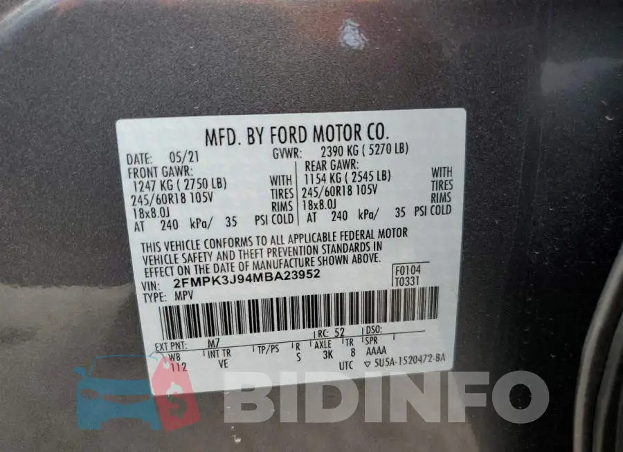 2FMPK3J94MBA23952 Photo# 10