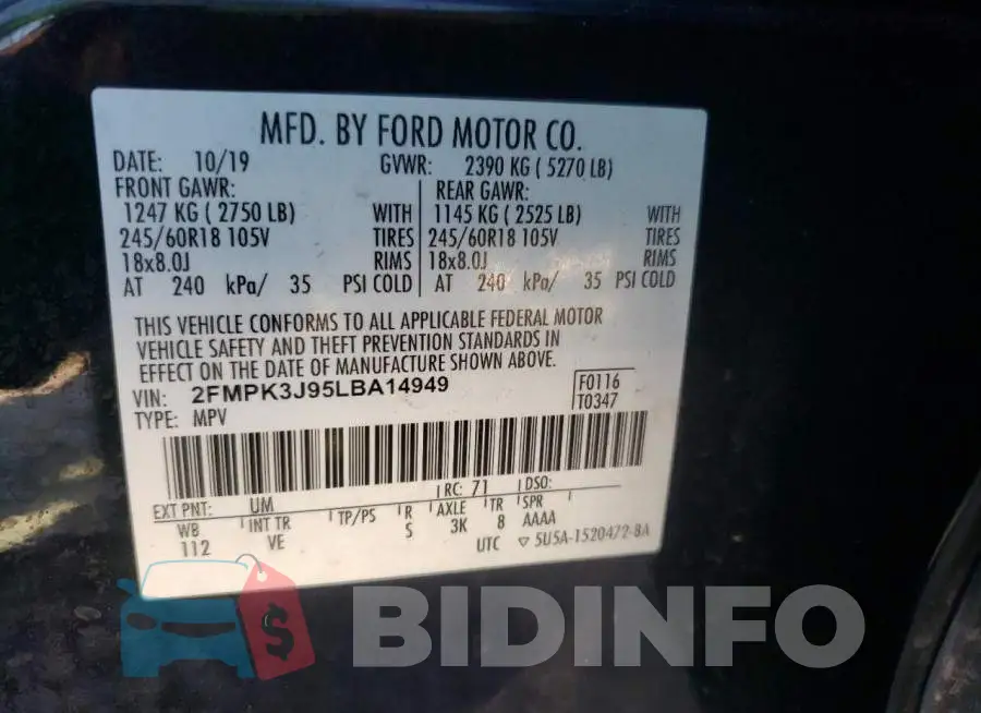 2FMPK3J95LBA14949 Photo# 10