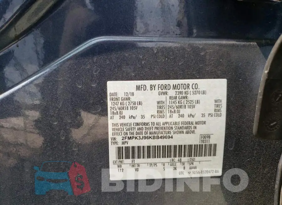 2FMPK3J96KBB49694 Photo# 10