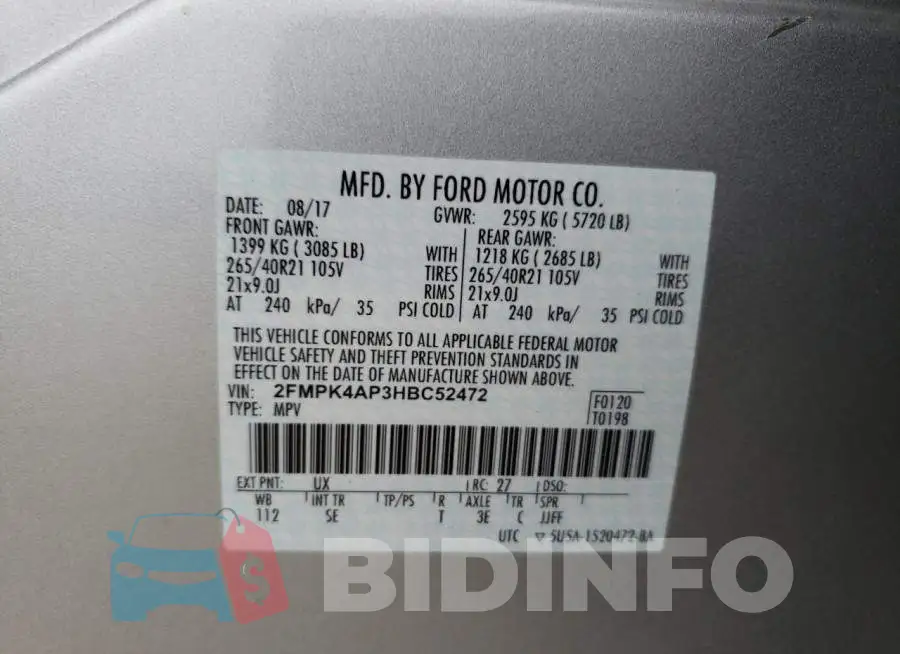 2FMPK4AP3HBC52472 Photo# 10