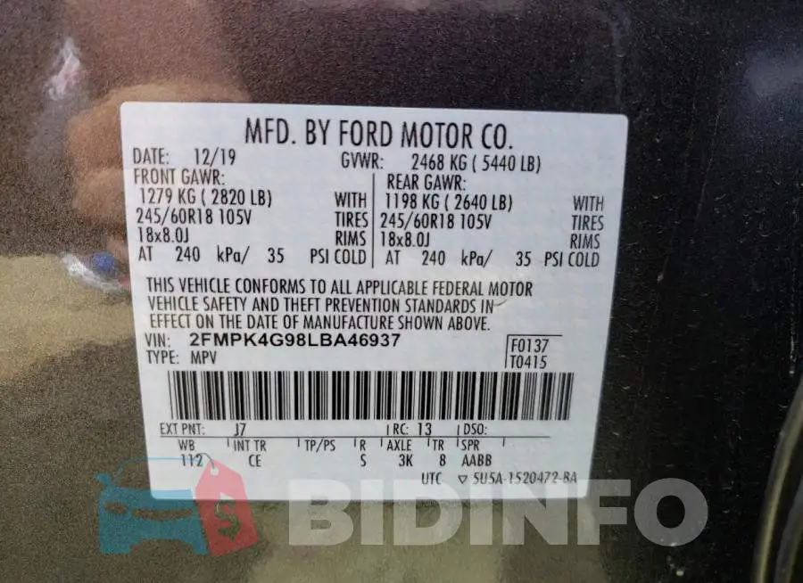2FMPK4G98LBA46937 Photo# 10