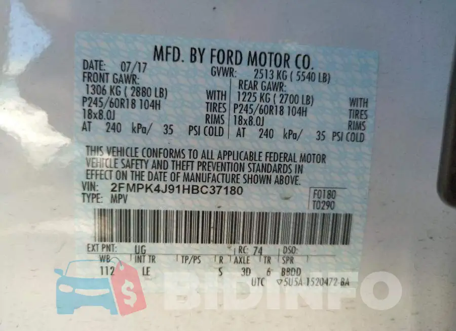 2FMPK4J91HBC37180 Photo# 10