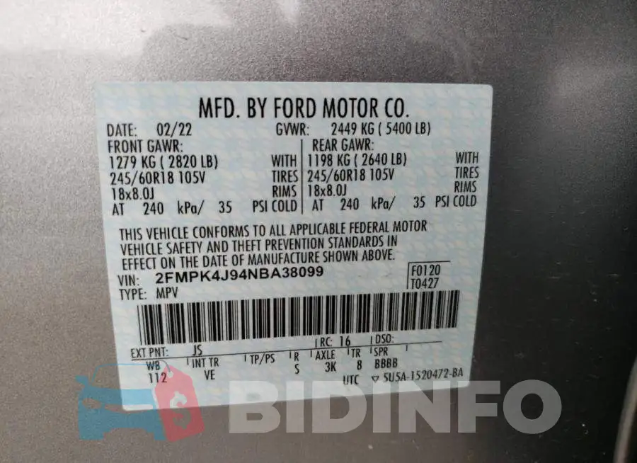 2FMPK4J94NBA38099 Photo# 10