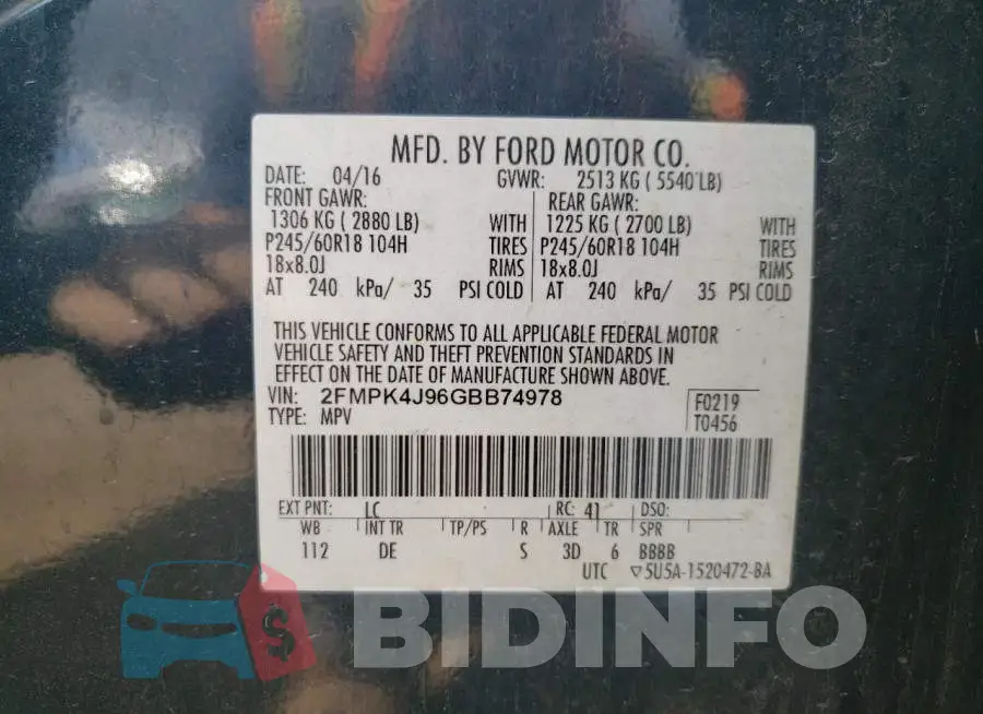 2FMPK4J96GBB74978 Photo# 10