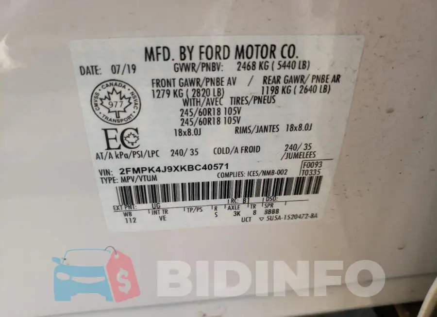 2FMPK4J9XKBC40571 Photo# 10