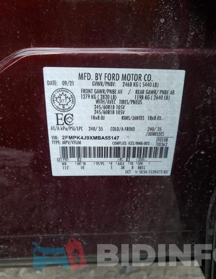 2FMPK4J9XMBA55147 Photo# 10
