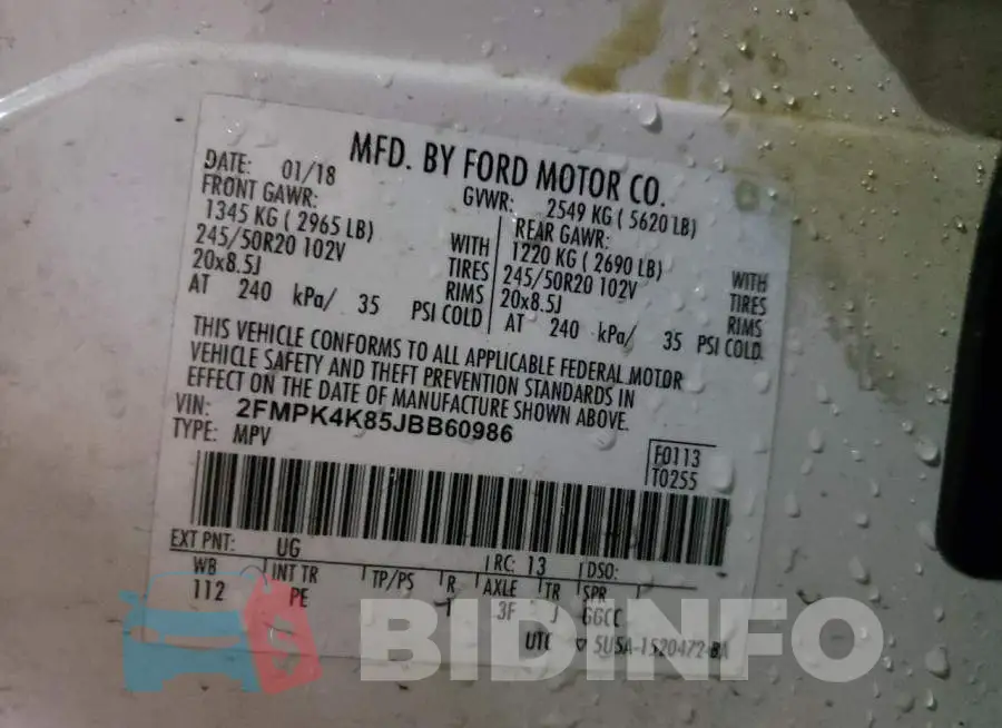 2FMPK4K85JBB60986 Photo# 10