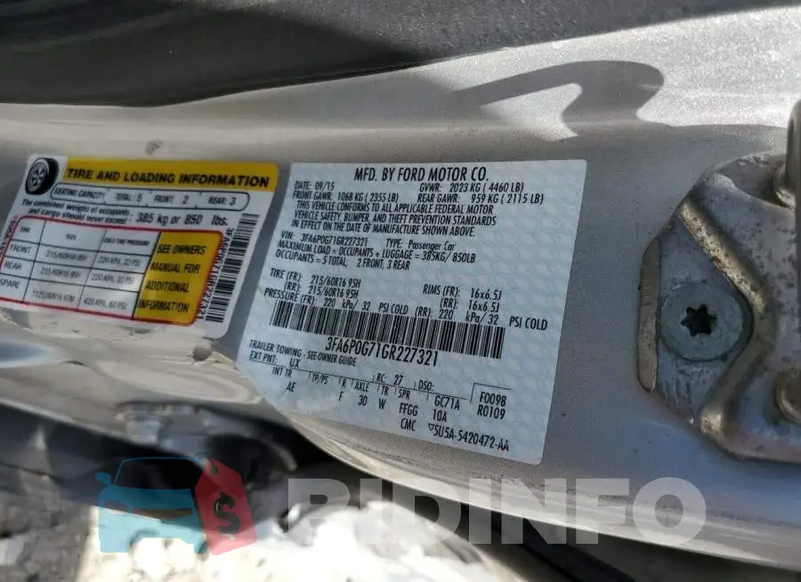 3FA6P0G71GR227321 Photo# 10