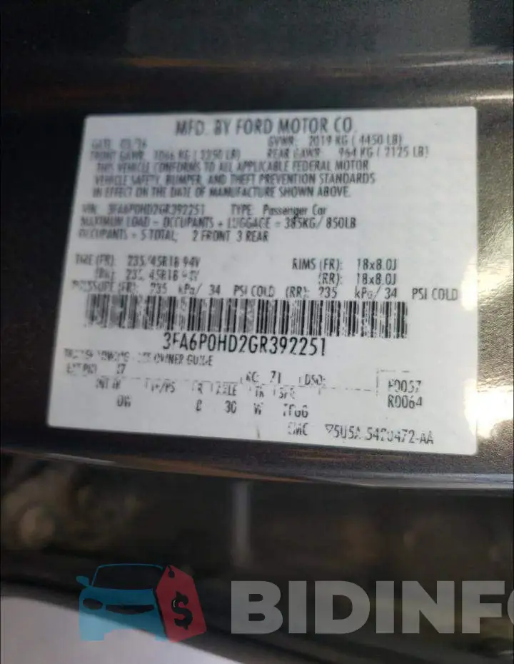 3FA6P0HD2GR392251 Photo# 10