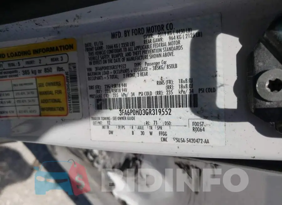 3FA6P0HD3GR319552 Photo# 10